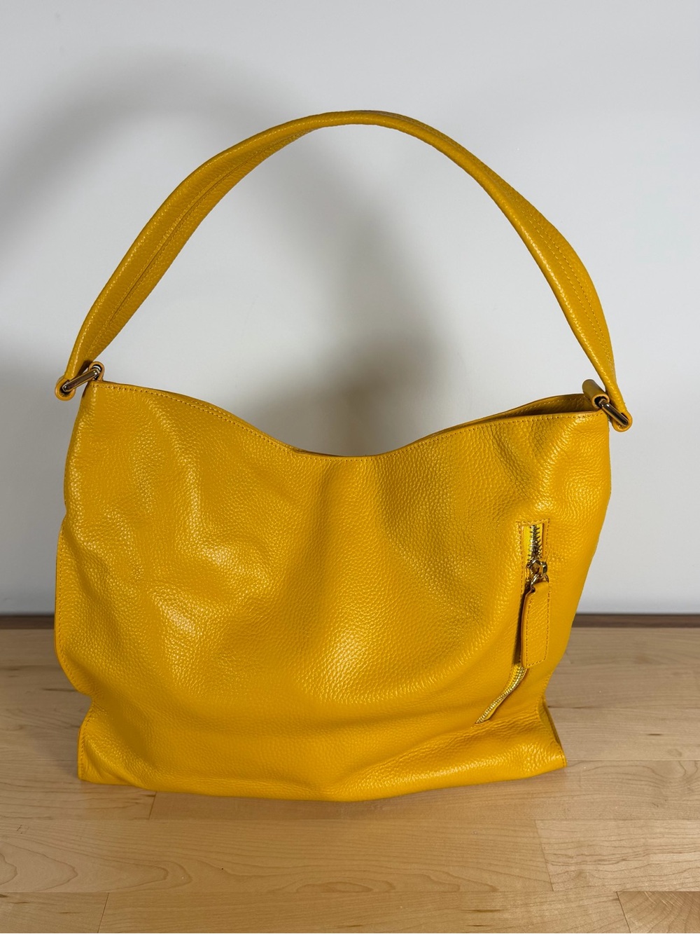 Tote Le Monde Marigold Pebbled Leather Hobo Shoulder Bag